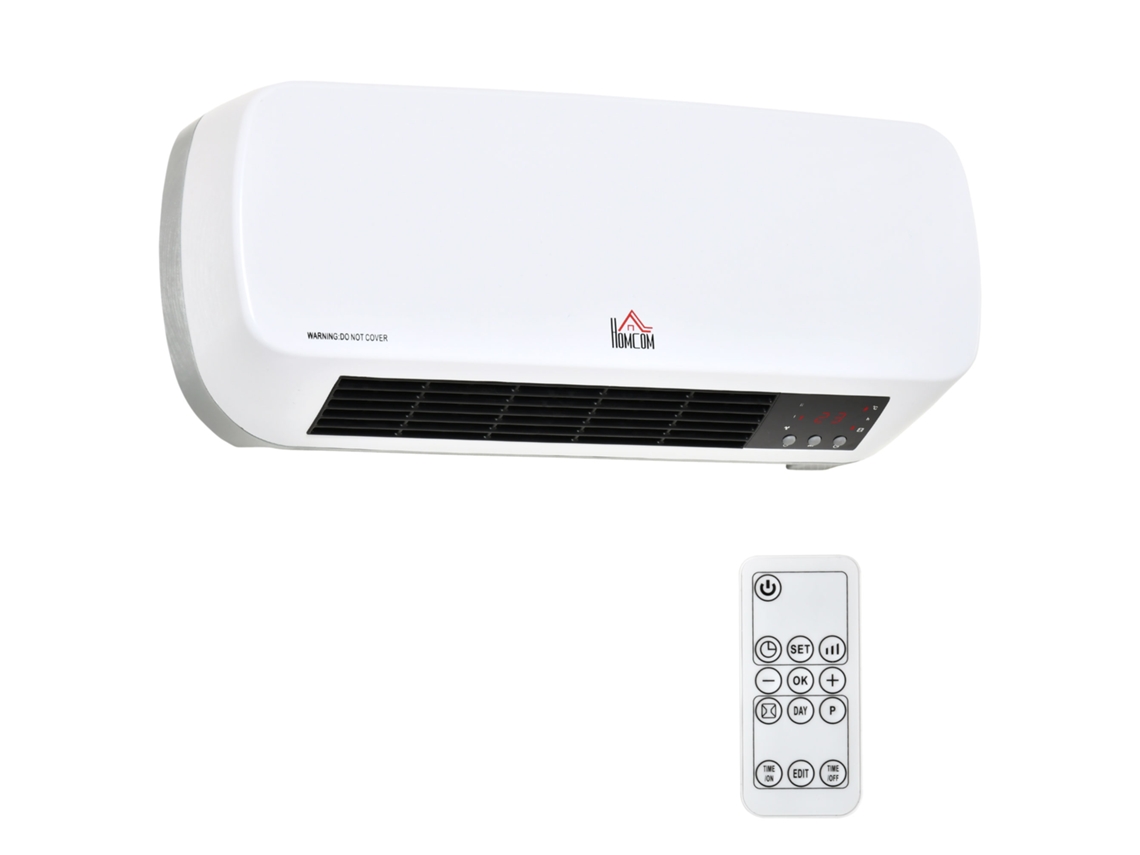 Aquecedor de parede, 2000W, cerâmico, 3 níveis, controle remoto, branco/preto | S/MARCA