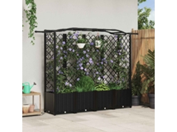 Vidaxl Cama Elevada Com Treliça E Telhado Preto 204 X 40 X 138 Cm Pp