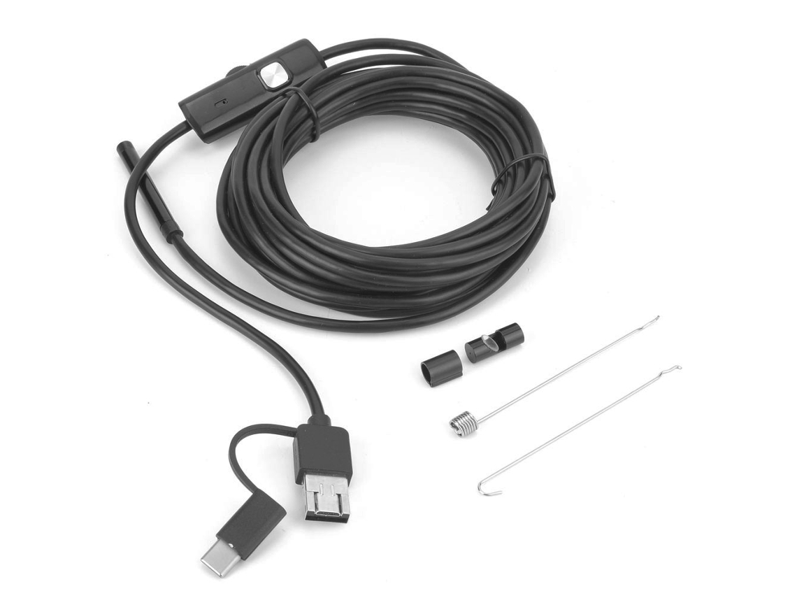 Endoscópio Usb 3 Em 1 Lente 5,5mm 6led Cabeamento 5m Impermeável Ip67