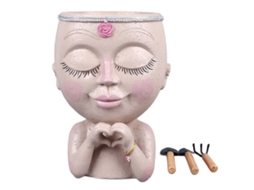 Vaso de Resina Rosto Estilo Amor Succulentes Branco