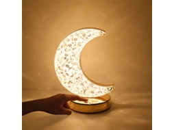 Luminária Lunar com 3 Modos de Cor e Controle por Toque, Abajur de Cristal para Quarto Infantil e Decoração Ramadã BRILVIBERA
