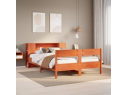 Vidaxl Cama Com Estante Sem Colchão 140x190 Cm Pinho Maciço