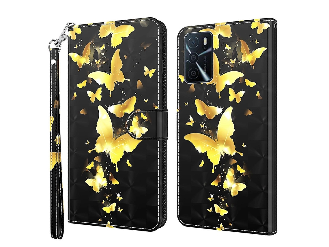 Capa Para Celular Oppo A16 / A54 5g Com Estampa 3d Em Tpu + Couro Pu
