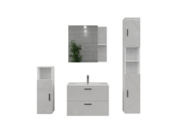 Conjunto De Móveis Para Banheiro Irma, 5 Peças, Branco/branco Brilhante, Vicco