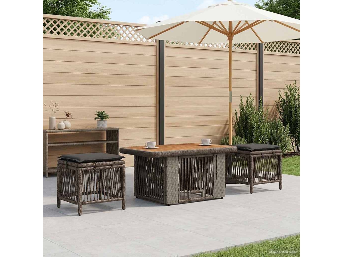 Vidaxl Conjunto De Jantar Para Jardim 3 Unid. Cinza E Cinza Escuro