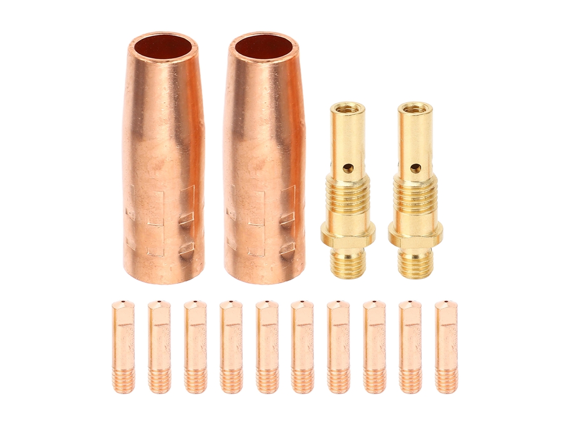 14pcs Kit De Acessórios Para Soplete De Soldadura: 2 Bicos De Gás 21-50 1/2in, 2 Difusores De Gás 35-50 E 10 Eletrodos Para Magnum 100l