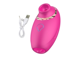 2 Em 1 Vibrador De Massagem De Chupar E Lamber A Lngua Com 7 Modos Para Mulheres (rosa Vermelha)