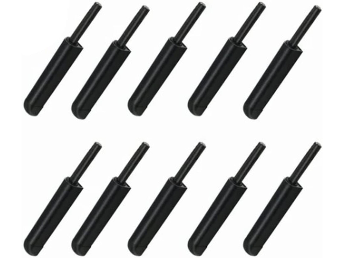 Conjunto De 10 Peças Trava Porta Armário Em Liga Alumínio Preto Com Mola Resistente