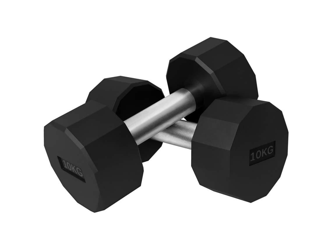 Dois Halteres Antiderrapantes, Para Fitness E Treino Em Casa, 2 X 10 Kg, Pretos, Perfeitos Para Desenvolver Força E Condicionamento Físico.