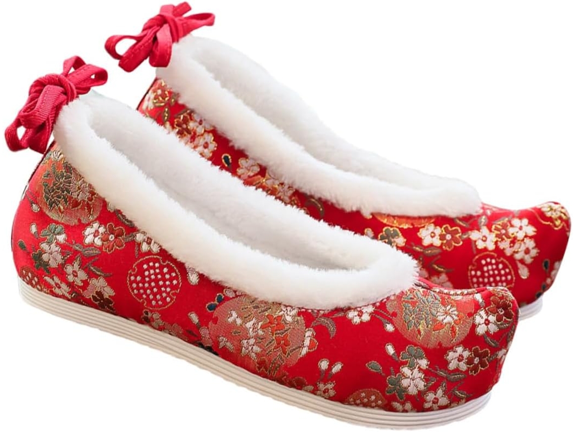 Sapatos Tradicionais Chineses Bordados Com Salto Plataforma E Tecido Respirável.