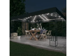Vidaxl Gazebo Com Cordões De Luzes Led 3x4 M Tecido Antracite