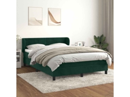 Vidaxl Cama Com Molas/colchão 140x190 Cm Veludo Verde-escuro