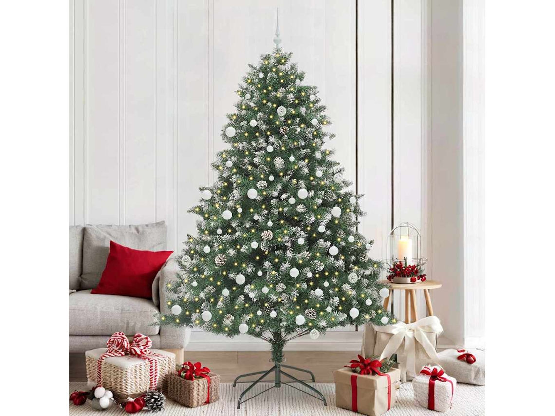 Vidaxl Árvore De Natal Artificial Verde 210 Cm Pvc, Plástico E Aço