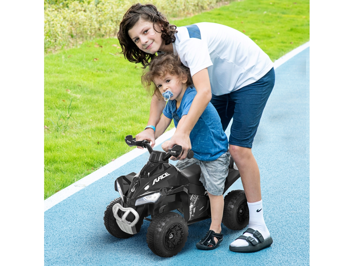 Quadriciclo para Crianças Carro Andador Infantil com Luzes e Música Desenho Inovador Carga 20kg 67.5x38x44 Cm Preto
