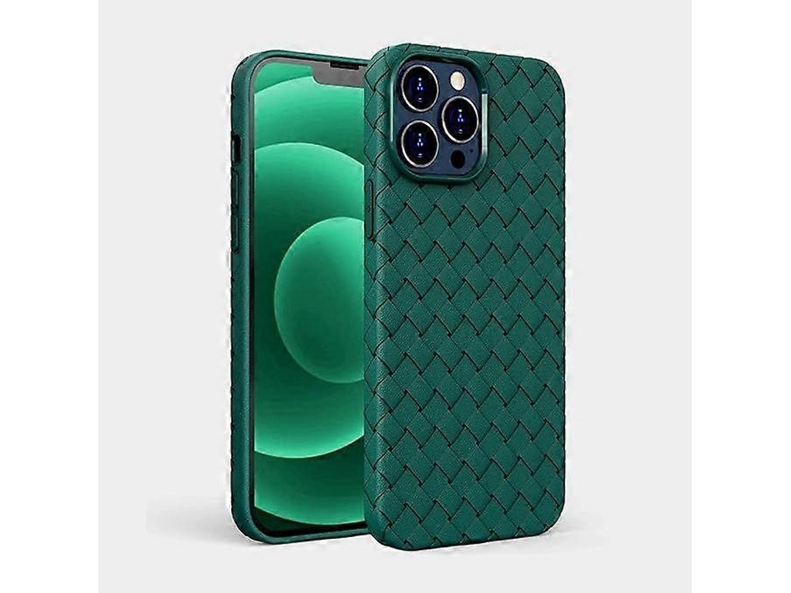 Capa Compatível Com Iphone 13 Pro, Com Design Texturizado Em Couro E Tecido, Feita Em Tpu. Design Ultrafino (iphone 13 Pro 6.1, Verde).