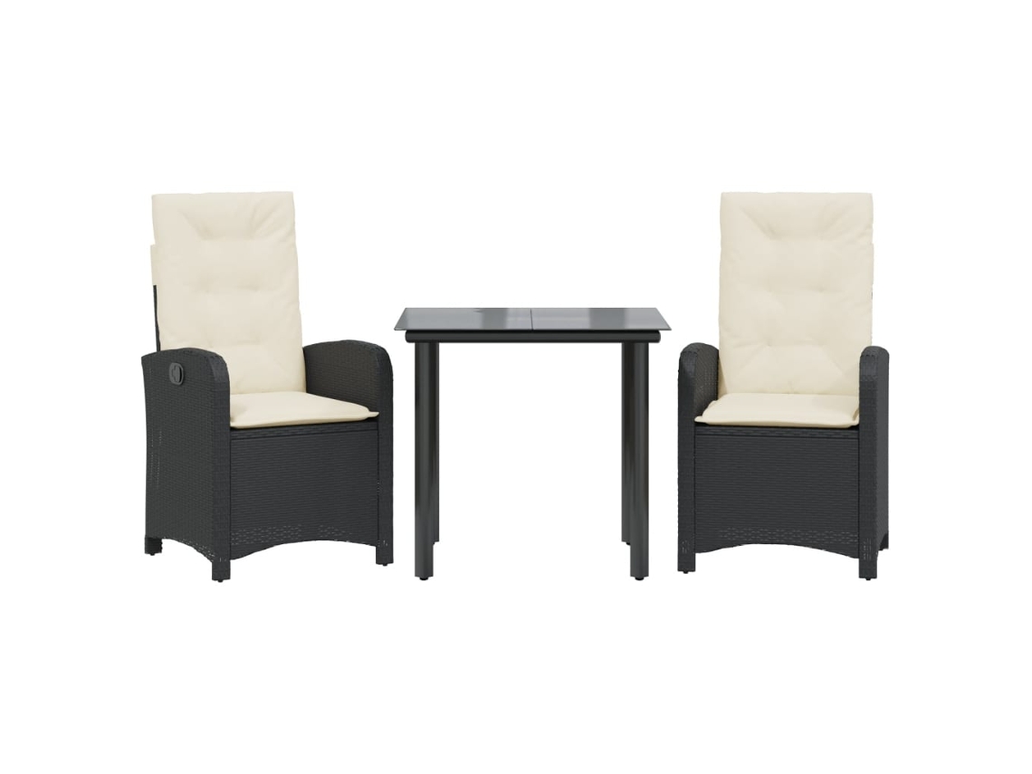 Garden Dining Set, Garden Dining Sets Vidaxl Preto Rattan / Vime (80 Cm Table Length)