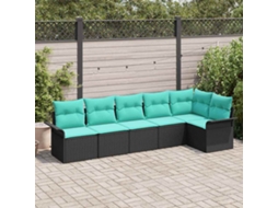 Vidaxl Conjunto De Sofá De Jardim 6 Unid. Preto Vime Pe