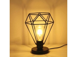 Luminária de mesa moderna com gaiola em formato de diamante, estilo industrial vintage, ideal para cabeceira, com estrutura.