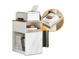 Mesa De Impressora, Design Compacto, Armazenamento Conveniente, Branco