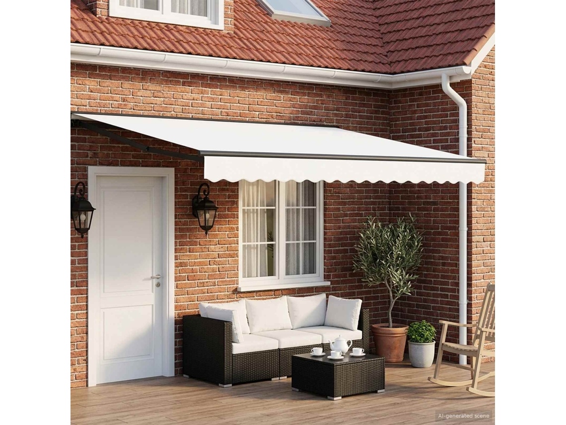 Vidaxl Toldo Retrátil Elétrico Branco 4,5 × 3 M