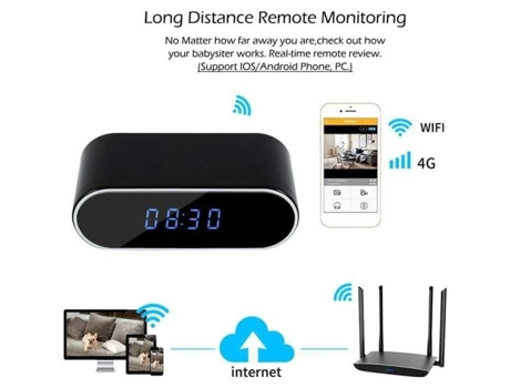 Relógio espião câmera wifi relógio câmera grande angular 160 loop gravação detecção de monitoramento remoto CHANGM