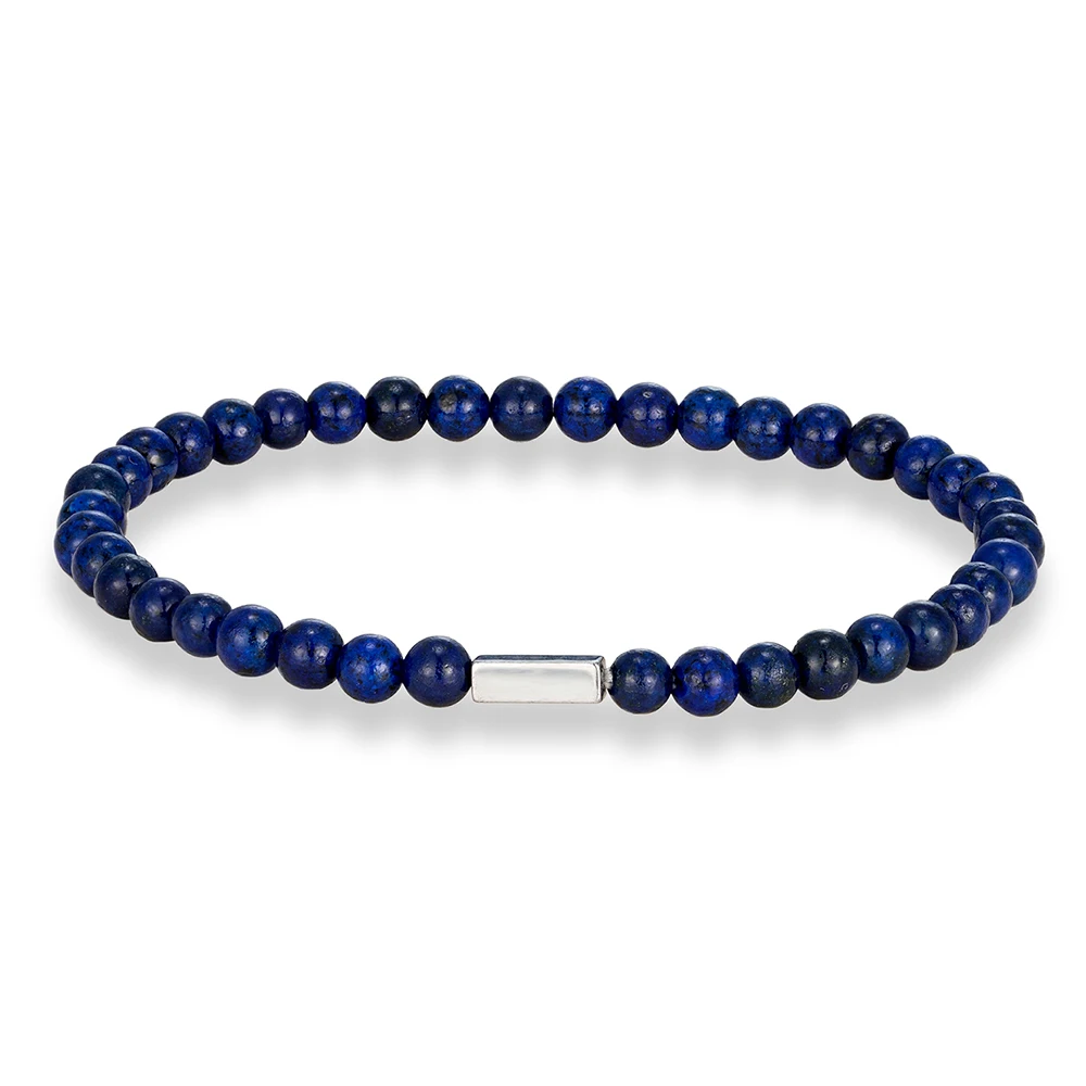 Pulseira De Lápis-lazúli (19 Cm) 4 Mm, Pulseira De Pedra Natural Com Propriedades Curativas
