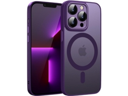 Capa Semitransparente Magsafe para iPhone 14 pro max ANTIIMPACTO! Roxo