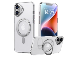 Casa Em Tpu, Magnético Com Suporte Para Apple Iphone 16 Plus - Transparente