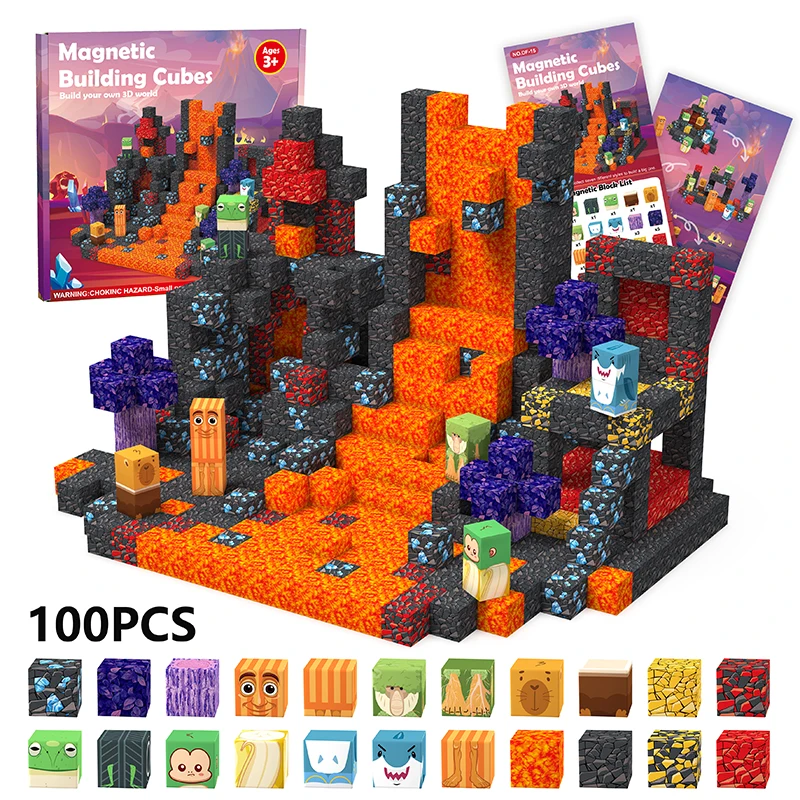 Conjunto De Blocos De Construção Magnéticos Com 100 Peças, Tema Italiano 3d.