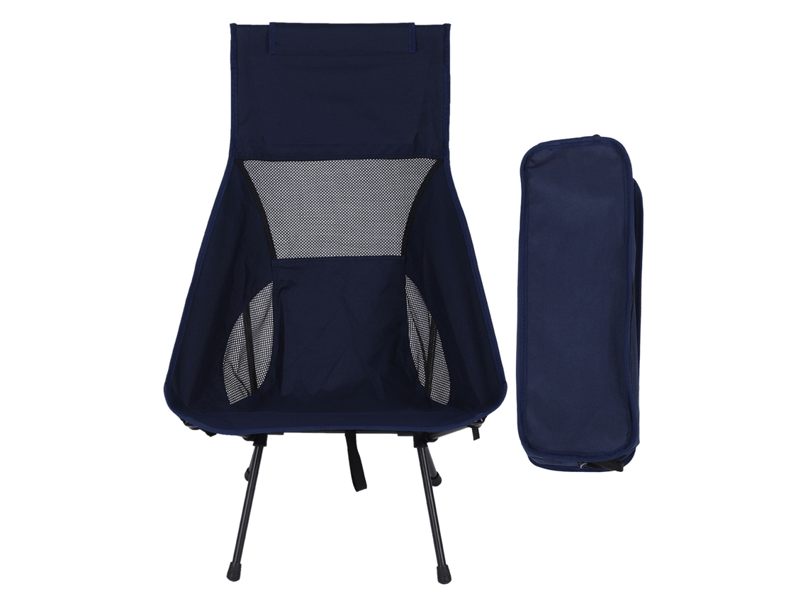 Cadeira de Camping Plegável com Saco Azul Marinho