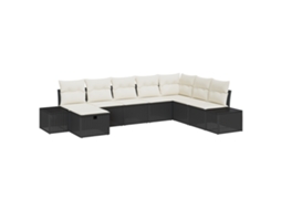 Conjunto 8 Conjunto De Sofá De Jardim Vidaxl Preto Vime Pe (55 X 62 X 69 Cm)