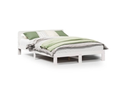 Cama Sem Colchão 150x200 cm Madeira de Pinho Maciça Branco MAISON EXCLUSIVE
