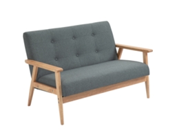 Sofá 2 Lugares Escandinavo 115x66,5x73cm Com Apoios Braço, Madeira Cinza