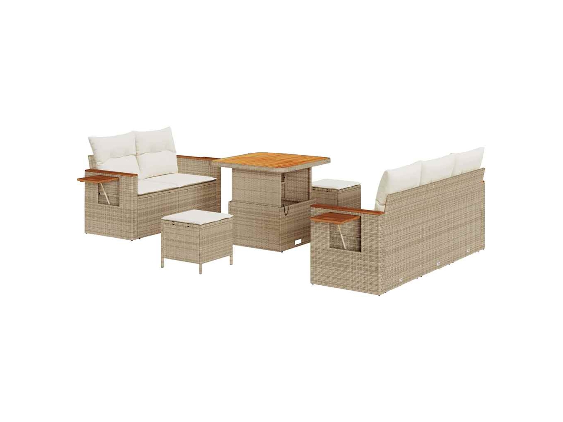 Maison Exclusive - Conjunto De Sofá De Jardim 10 Pcs Bege E Creme Vime Pe