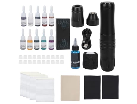 Kit Caneta Rotativa Sem Fio Azul Para Tatuagem Pele De Prática Em Sabão Máquina Com Motor E Bateria Rca Para Iniciantes Aiaididiy