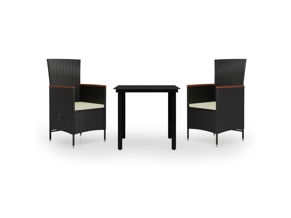 Garden Dining Set, Garden Dining Sets Vidaxl Preto Rattan / Vime (80 Cm Table Length)
