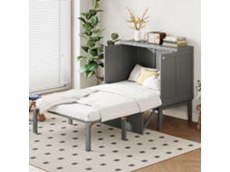 Cama Murphy Cinza 90x200cm, Dobrável Parede, Ripas.-op