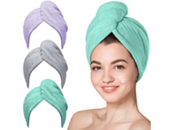 Toalha De Secagem Para Cabelo, Pacote Com 3 Unidades, Super Absorvente, Secagem Rápida, Touca De Cabelo, Roxo, Cinza, Verde, 2570cm