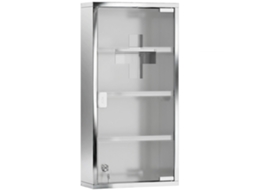 Armário para Remedios Aço 430 Inox, Porta Em Vidro Temperado Cor Plateado 60 x 30 x 12 cm Homcom