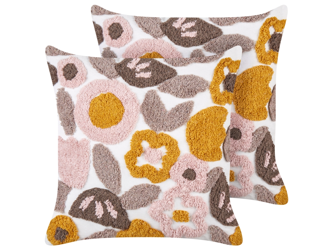 Conjunto de 2 almofadas BELIANI Kandiaro de Algodão Multicolor 45x45x4