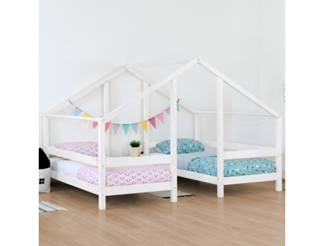 Cama Cabine para Duas Crianças Villy Madeira Maciça Branco 2 X 90 X 180 Cm BENLEMI