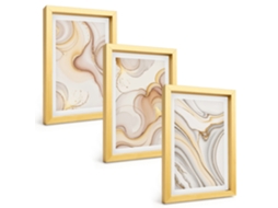 Pinturas Murais Modernasmotivos Abstratos Lineares Moldura Dourada Fotos Para O Corredor Espelharte (3 Peças 20x30 Cm)