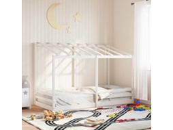 Vidaxl Cama Infantil Com Telhado 90x200 Cm Pinho Maciço Branco