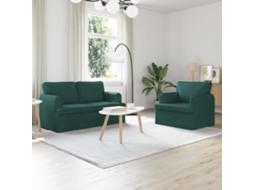 Vidaxl Conjunto De Sofás 2 Unid. Verde Escuro Tecido