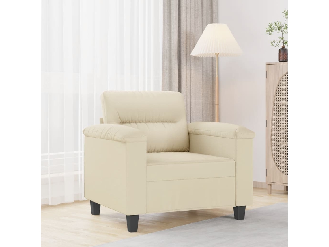 Poltrona 60 Cm Couro Artificial Creme Lovely Home