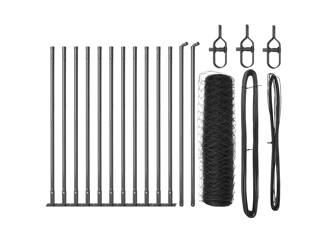 Conjunto 1 Poste De Cerca Vidaxl Cinzento Aço (25 X 0,6 M)
