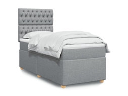 Vidaxl Cama Com Molas/colchão 90x190 Cm Tecido Cinzento-claro