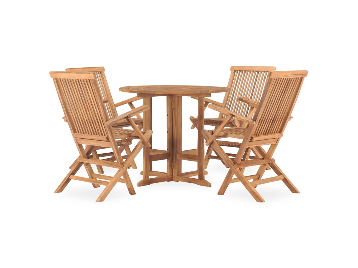 Conjunto de 5 Jantar Dobrável para Exterior Madeira Teca Maciça MAISON EXCLUSIVE