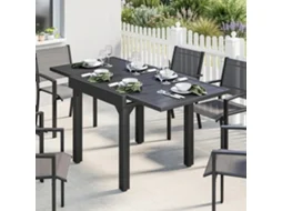 Mesa Externa De Alumínio Preta Para Jardim, Extensível De 4 A 6 Lugares, 160/80 X 80 X 75 Cm - Ideal Para Jantar Ao Ar Livre