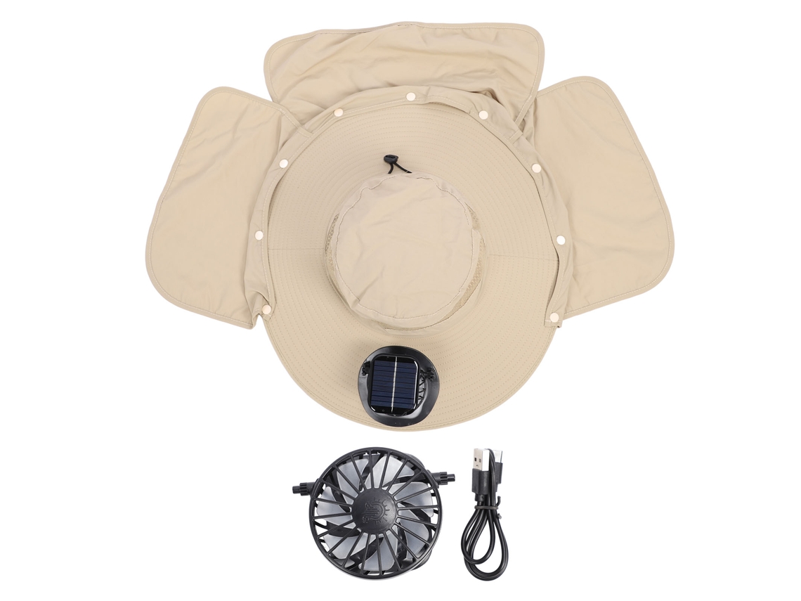 Chapéu Solar com Ventilador Usb Recarregável Khaki